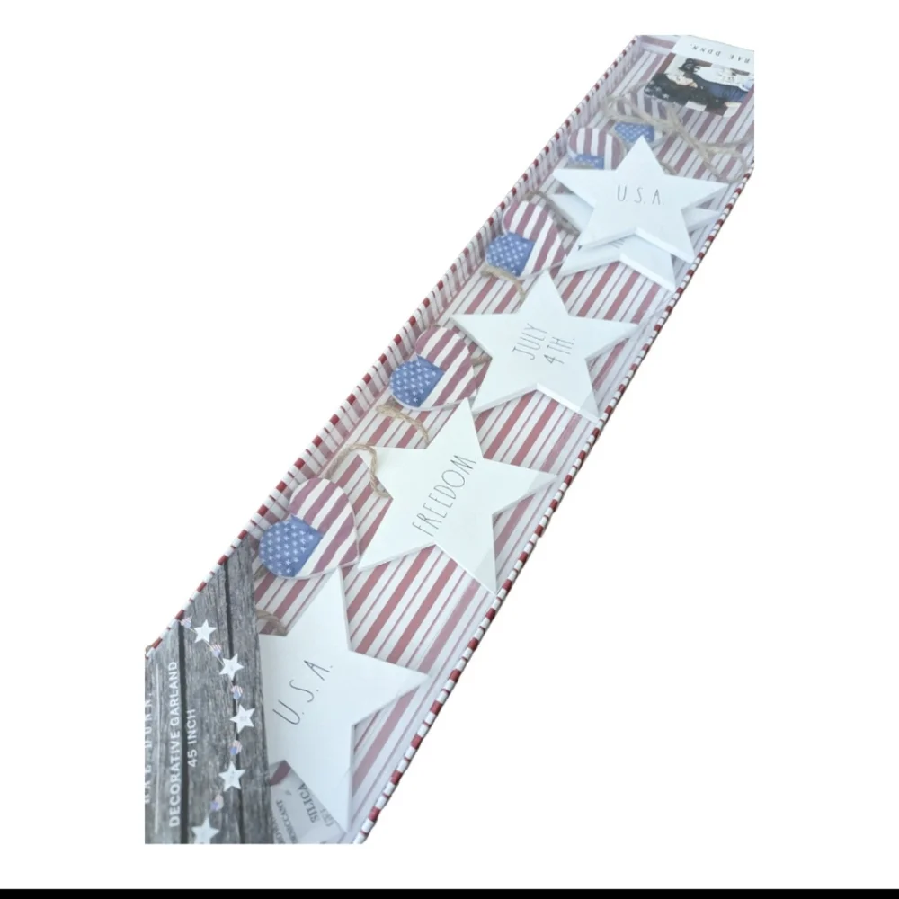 Rae Dunn Wooden Stars & Hearts Patriotic Garland
